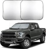 EcoNour Windshield Sun Shade 2 Piece Large Size (32.5" L x 36" W) for Truck, Foldable Truck Sunshade Blocks Heat and UV Rays, Keeps Interior Cool, Durable Automotive Interior Accessory - Image 2