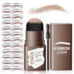 Eyebrow Stamp Stencil Kit - Eyebrow Powder with Brush Long-Lasting & Waterproof Brow Shaping Kit with 24 Reusable Thin & Thick Eyebrow Stencils for Natural Eyebrow Color, Gifts for Mom (Light Brown) - Image 2