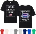 FEEGO Custom T Shirts for Men Women Create Your Own Custom Shirt with Text Image Logo Print Front & Back Design Option - Image 2