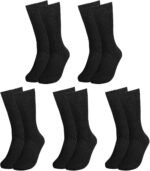 Falari Men Dress Socks 5-Pack Plain Rib Black Dress Socks Cotton Crew Socks Size 10-13 - Image 2