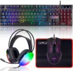 Gaming Keyboard Mouse Mousepad and Headset with mic Combo All in One USB Wired RGB Backlit Rainbow Side Button Gamer Bundle Set Compatible with PC Windows Xbox one PS4 PS5(Black) - Image 2