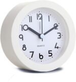 HIQU and HIST Alarm Clock with Backlight, 4 Inches White Desk Clock (White) - Image 2