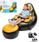Inflatable Gaming Chair for Kids – Supports Up to 300 lbs, Includes Air Pump, Cup Holder, 2 Pockets – Durable Bean Bag Seat, Comfy Kids Gaming Chair & Top Gamer Chairs for Kid Room - Image 2