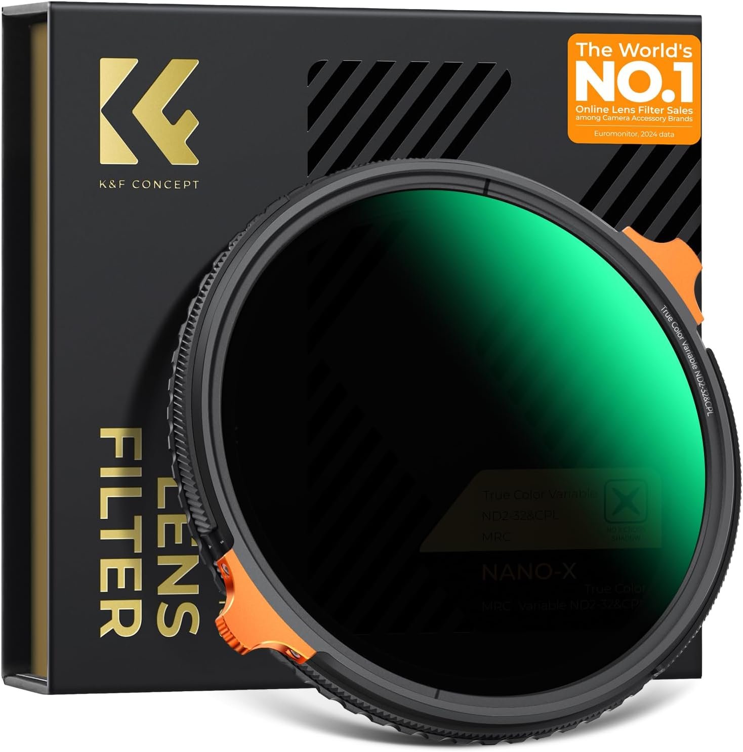 K&F CONCEPT 82mm True Color Variable Fader ND2-32 ND Filter and CPL Circular Polarizing Lens Filter in 1 for Camera Lens Neutral Density Polarizer Filter (Nano-X Series) - Image 2