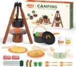 Kids Camping Toy Set, Pretend Play Cooking Set with Spray Stove, Food Toys, Tableware, Outdoor Toddler Campfire Toys for Ages 3+ - Image 2
