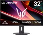 LG 32G600A-B 32-inch Ultragear QHD (2560 x 1440) Curved Gaming Monitor, 180Hz, 1ms, AMD FreeSync, HDMI, DisplayPort, Tilt/Height/Swivel Adjustable Stand, Black - Image 2