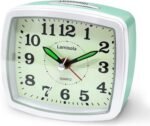Lamisola Battery Analog Travel Alarm Clock, Small Clock for Bedroom, Desk Table Shelf Clocks for Room Office Bathroom Vanity, Aesthetic Retro Clocks for Kids Teen Seniors, Mint - Image 2