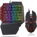 One Hand RGB Gaming Keyboard and Backlit Mouse Combo, USB Wired Rainbow Letters Glow Single Hand Mechanical Feeling With Wrist Rest Support, Gaming Set for Game - Image 2