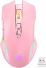 RGB Wireless Gaming Mouse, Pink, Rechargeable, Ergonomic Design, Adjustable DPI, Compatible with Windows, Mac - Image 2