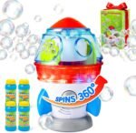 Rocket-Shaped Bubble Machine for Kids & Pets - Dual Powerful Bubble Outlets, Automatic 360° Rotation, Adjustable LED Lights & Music – Ideal for Indoor/Outdoor Birthday Parties - Image 2