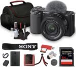 Sony ZV-E10 Mirrorless Camera Kit with 16-50mm II Power Zoom Lens (Black) | APS-C Sensor | Compact Creator Tool + 64GB Card + Bag + Card Reader + HDMI Cable + Flex Tripod + Hand Strap + More - Image 2