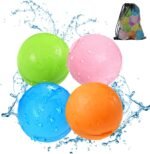 Tlitlimom Reusable Water Bomb balloons, Summer Toy Water Toy for Boys and Girls, Pool Beach Toys for Kids ages 3-12, Outdoor Activities Water Games Toys Self Sealing Water Splash Ball for Fun(4Pack) - Image 2