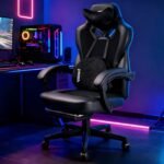 Vigosit Gaming Chair PRO, Ergonomic Gaming Chairs for Adults Heavy People, Massage Reclining Office Desk Computer Chair with Footrest and Lumbar Support, Big Tall Mesh Gamer Chair with Cushion (Black) - Image 2
