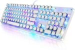 YSCP Typewriter Style Mechanical Gaming Keyboard RGB Backlit Wired with Blue Switch Retro Round Keycap 104 Keys Keyboard (R-White) - Image 2