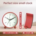 Analog Alarm Clock, 4 inch Super Silent Non Ticking Small Clock with Night Light, Battery Operated, Simple Design, Old Fashioned Style Wine-red Decor, for Bedroom, Bedside, Desk, Adult, Kid, Gift, Red - Image 8