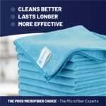 MW Pro Microfiber Cleaning Cloth | Blue | 12 Pack | 16” x 16” | All Purpose Microfiber Towels - Clean, Dust, Polish, Scrub, Absorbent - Image 3