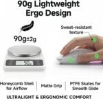 TMKB Wireless Gaming Mouse, 24000DPI Optical Sensor, 180Hrs Battery, Lightweight, 6 Programmable Buttons, RGB Strip, 2.4G/BT5.2/USB-C Wired for PC/Mac/Laptop - Matte White - Image 5