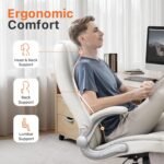 NEO CHAIR Office Desk Gaming Computer Home Chair Ergonomic Executive High Back Support Flip-up Arms Adjustable Height Swivel Rolling Wheels Comfy PU Leather (White) - Image 5