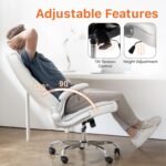 NEO CHAIR Office Desk Gaming Computer Home Chair Ergonomic Executive High Back Support Flip-up Arms Adjustable Height Swivel Rolling Wheels Comfy PU Leather (White) - Image 8