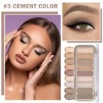 IONSGAKO 9 Colors Matte Naked Eyeshadow Palette Natural Nude Smoky Brown Taupe Eyeshadow Palette Ultra-Blendable Highly Pigmented Eye Shadow Makeup Palette with Brush-03 Cement Color - Image 3