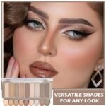 IONSGAKO 9 Colors Matte Naked Eyeshadow Palette Natural Nude Smoky Brown Taupe Eyeshadow Palette Ultra-Blendable Highly Pigmented Eye Shadow Makeup Palette with Brush-03 Cement Color - Image 6