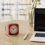 AYRELY® Battery Operated Alarm Clock,Small Retro Table Clock,Slient Metal Desk Clock with Light for Living Room Decor,Bedroom,Bedside,Shelf (Red) - Image 3
