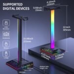 Gaming Headphone Stand PC Accessories - RGB Headset Stand with 2 USB Charger, Cool LED Headphone Holder PC Gaming Accessories for Boys Men Gamers, Computer Game Hardware for Desk - Image 4