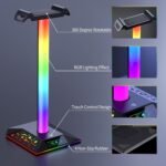 Gaming Headphone Stand PC Accessories - RGB Headset Stand with 2 USB Charger, Cool LED Headphone Holder PC Gaming Accessories for Boys Men Gamers, Computer Game Hardware for Desk - Image 8