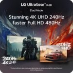 LG 32GX870A-B 32-inch Ultragear 4K UHD (3840 x 2160) OLED Gaming Monitor, Dual-Mode, 240Hz, 0.03ms, NVIDIA, AMD FreeSync Premium Pro, VESA DisplayHDR True Black 400, USB Type-C, DP2.1 - Image 4
