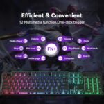 Redragon S107KS Wireless Gaming Keyboard and Mouse, RGB Backlit, 3 Mode (Wired/2.4G/BT), Up to 10,000 DPI Gaming Mouse with Software, Ultra Lightweight 65g, 25 Key Anti-Ghosting Keyboard for PC - Image 8