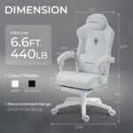 Dowinx Big and Tall Gaming Chair, Suede Fabric Game Chair with Pocket Spring Cushion, High Back Gamer Chair Ergonomic with Footrest for Adults Office, 440LBS, White - Image 4