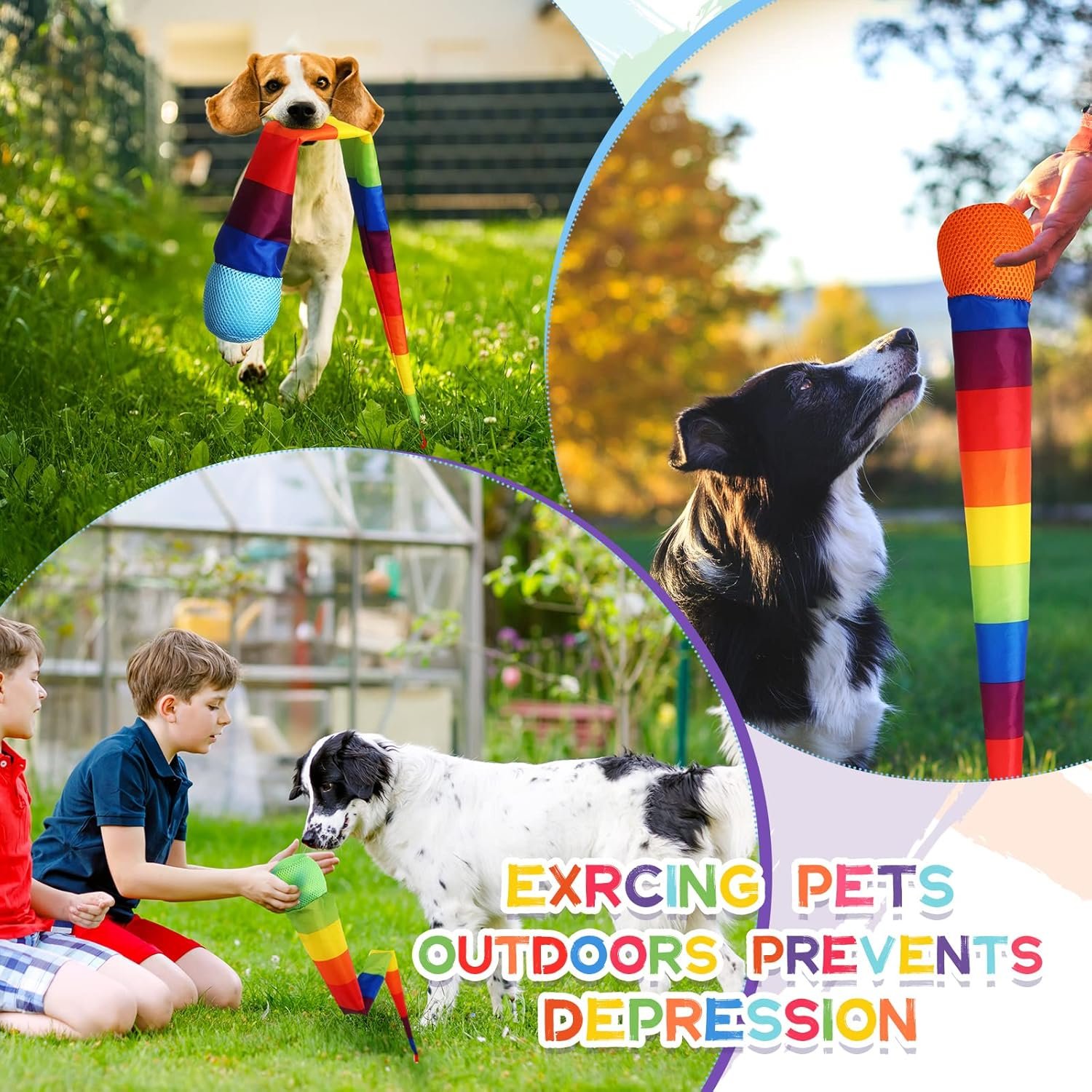 Leyndo 8 Pcs 26 Inch Throw and Catch Balls with Rainbow Tail, Fun Colorful Sports Comet Balls Playground Toys for School Classroom Beach Outdoor Camping Healthy and Fun Games (Multi Color) - Image 4