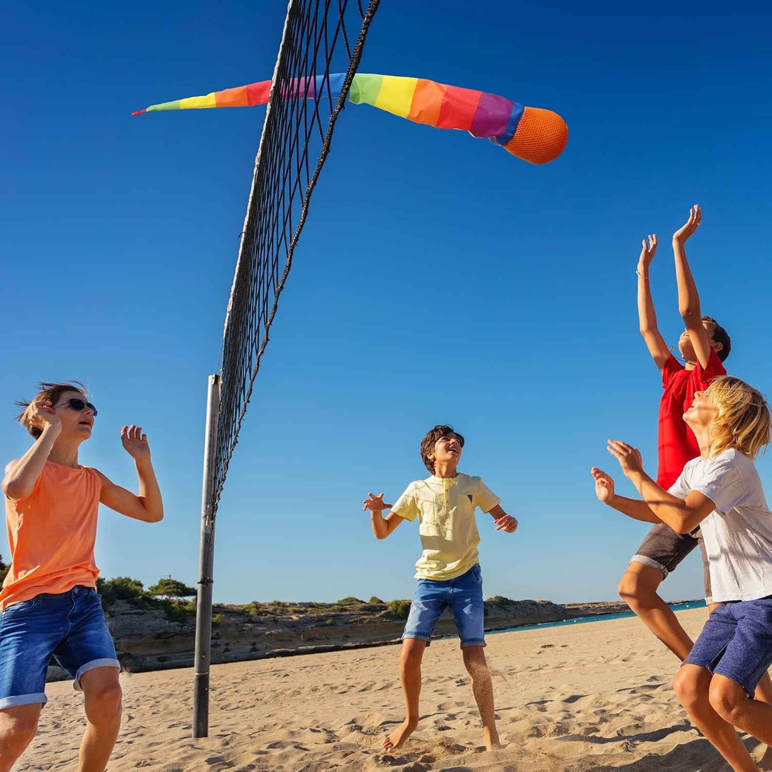 Leyndo 8 Pcs 26 Inch Throw and Catch Balls with Rainbow Tail, Fun Colorful Sports Comet Balls Playground Toys for School Classroom Beach Outdoor Camping Healthy and Fun Games (Multi Color) - Image 7