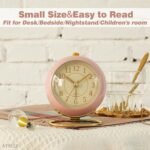 AYRELY® Battery Operated Desk Alarm Clock with Light,Silent No Ticking,Small Table Clock for Bedside/Bedroom/Living Room/Office/Travel/Kids/Room Decor Aesthetic Vintage(Pink) - Image 5
