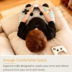 Gaming Pillow, Lap Desk Reading Pillow for Adults Teens, Arm Support Pillow for Sitting in Bed Sofa, Playing Steam Deck/Switch/Xbox/PS5, Gamer Gifts for Men Teenage Boy, Light Grey - Image 3