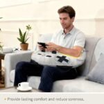 Gaming Pillow, Lap Desk Reading Pillow for Adults Teens, Arm Support Pillow for Sitting in Bed Sofa, Playing Steam Deck/Switch/Xbox/PS5, Gamer Gifts for Men Teenage Boy, Light Grey - Image 4