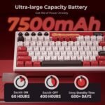 RK ROYAL KLUDGE M87 Wireless Gaming Keyboard with Screen and Dual Knob, 75% Percent 2.4Ghz/Bluetooth/USB-C Mechanical Keyboard with Gasket Structure, RGB Backlit Hot Swappable Cream Switch, Red - Image 5