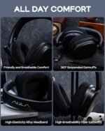 EPOMAKER X Aula G7 Pro Wireless Gaming Headset, Dual Mode BT5.3 & 2.4GHz, 7.1 Surround Sound, 80+ Hour Battery, RGB Light, with Noise Canceling Mic for PS5, PS4, Switch, PC (Black) - Image 4