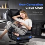 LukkDys Big and Tall Office Chair,High Back Leather Gaming Chair with Footrest,Lumbar Support,Outward Fixed Soft Armrests,Wide Ergonomic Desk Chair (Black) - Image 6