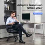 LukkDys Big and Tall Office Chair,High Back Leather Gaming Chair with Footrest,Lumbar Support,Outward Fixed Soft Armrests,Wide Ergonomic Desk Chair (Black) - Image 8