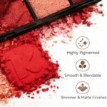 K'APEINE Red Eyeshadow Palette, Matte Glitter Metallic Eye Shadow Palette 16 Colors Pigmented Pink Eye Makeup Red Goth Eyeshade Kit for Halloween Parties, Joker Vampire Clown Makeup - Image 3