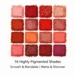 K'APEINE Red Eyeshadow Palette, Matte Glitter Metallic Eye Shadow Palette 16 Colors Pigmented Pink Eye Makeup Red Goth Eyeshade Kit for Halloween Parties, Joker Vampire Clown Makeup - Image 5