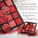 K'APEINE Red Eyeshadow Palette, Matte Glitter Metallic Eye Shadow Palette 16 Colors Pigmented Pink Eye Makeup Red Goth Eyeshade Kit for Halloween Parties, Joker Vampire Clown Makeup - Image 7