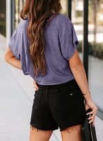 UNCLECAT Women's Cropped T Shirts Trendy Short Sleeve Crew Neck Crop Tops Solid Basic Tee - Image 4