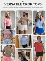 UNCLECAT Women's Cropped T Shirts Trendy Short Sleeve Crew Neck Crop Tops Solid Basic Tee - Image 5
