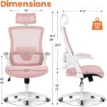 NEO CHAIR Ergonomic Office Desk Chair High Back Computer Gaming Mesh Chair with Comfy Task Adjustable Arms Lumbar Support Headrest Swivel for Home Office (Pink) - Image 3