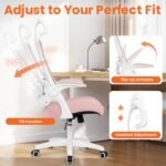 NEO CHAIR Ergonomic Office Desk Chair High Back Computer Gaming Mesh Chair with Comfy Task Adjustable Arms Lumbar Support Headrest Swivel for Home Office (Pink) - Image 6