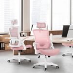 NEO CHAIR Ergonomic Office Desk Chair High Back Computer Gaming Mesh Chair with Comfy Task Adjustable Arms Lumbar Support Headrest Swivel for Home Office (Pink) - Image 7