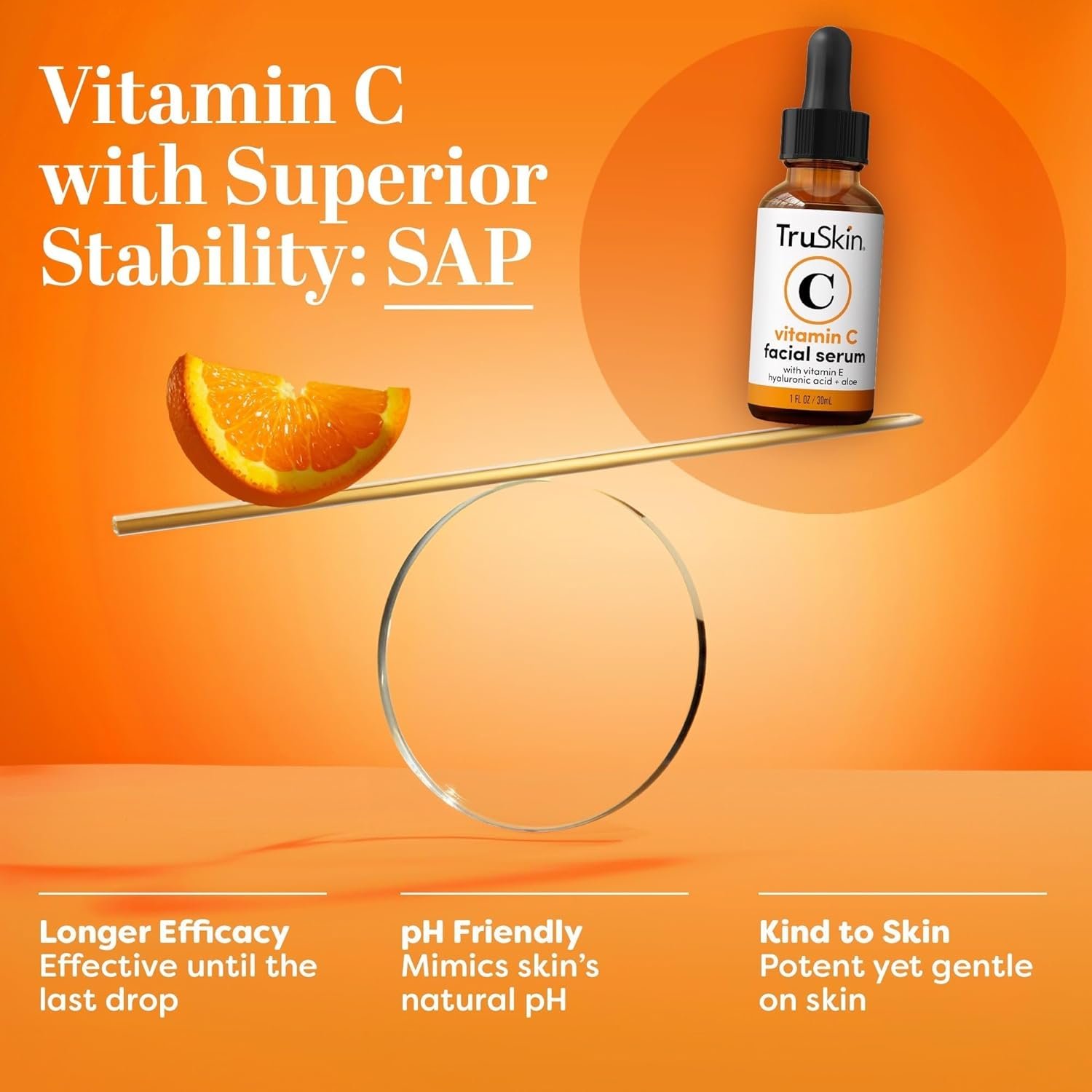 TruSkin Vitamin C Serum for Face - Anti Aging Face Serum with Hyaluronic Acid & Vitamin E - Brightening Formula for Improving Appearance of Dark Spots, Fine Lines & Wrinkles - All Skin Types, 1 fl oz - Image 6