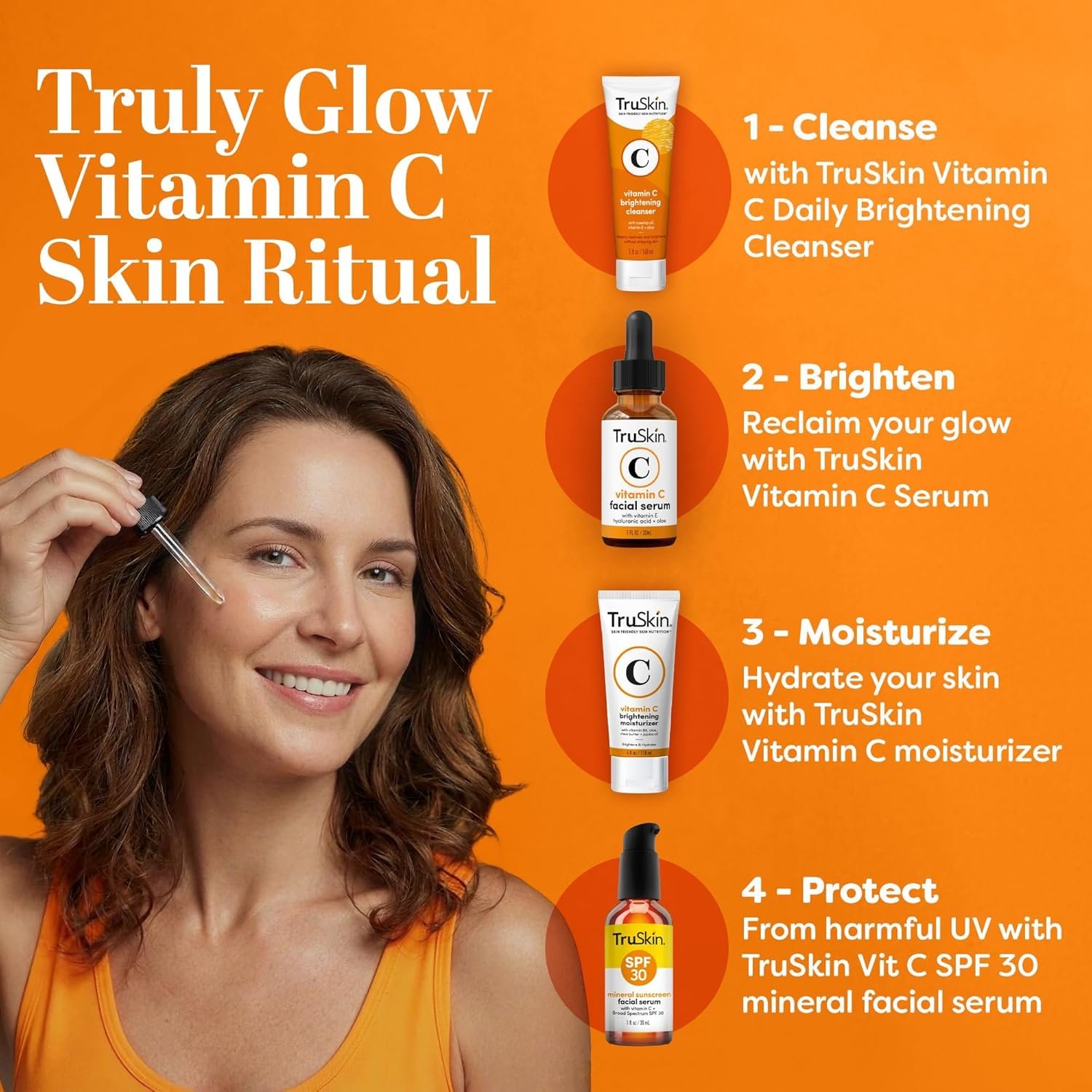 TruSkin Vitamin C Serum for Face - Anti Aging Face Serum with Hyaluronic Acid & Vitamin E - Brightening Formula for Improving Appearance of Dark Spots, Fine Lines & Wrinkles - All Skin Types, 1 fl oz - Image 7